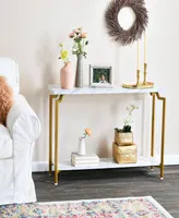 Crown Modern Marble Sofa Table - White and Gold