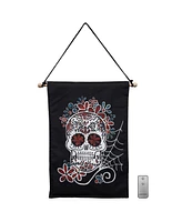 Battery Operated Led Lighted Sugar Skull Wall Banner