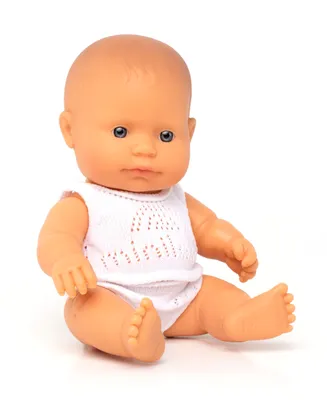 Miniland 8.75" Newborn Baby Doll Caucasian Girl Set, 3 Piece