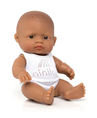 Miniland 8.75" Newborn Baby Doll Hispanic Boy Set, 3 Piece