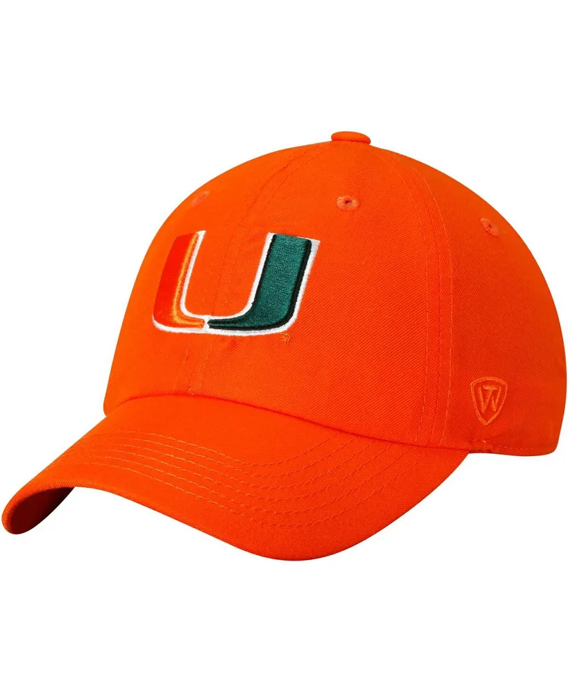 Men's Top of the World Orange Miami Hurricanes Primary Logo Staple Adjustable Hat