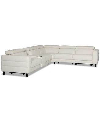 Silvanah 6-Pc. "L" Leather Sectional with Power Recliners Console