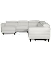 Silvanah 6-Pc. Leather Sectional with Storage Chaise and 2 Power Recliners and Console, Created for Macy's