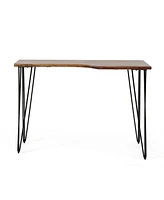 Cuthbert Modern Industrial Handcrafted Wood Desk with Hairpin Legs