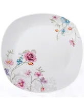 Lorren Home Trends Small Floral Design Square Dinnerware Set, 20 Piece