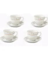 Lorren Home Trends Floral Tea and Coffee Set, 8 Piece - Gold