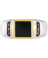 Le Vian Men's Onyx & Chocolate Diamond (1/6 ct. t.w.) Ring Sterling Silver 14k Gold