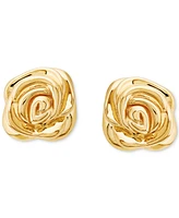 Polished Rose Stud Earrings in 14k Gold