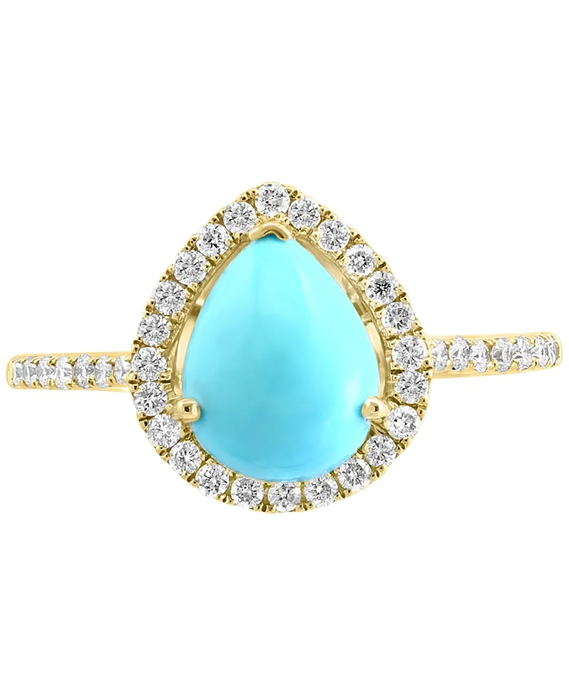 Effy Turquoise & Diamond (1/4 ct. t.w.) Halo Ring in 14k Gold