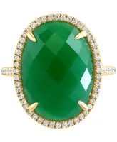 Effy Dyed Green Jade & Diamond (1/3 ct. t.w.) Halo Ring in 14k Gold