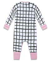 Earth Baby Outfitters Baby Girls 2 Way Zippy Grid Coverall