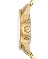 Michael Kors Men's Hutton Chronograph Gold-Tone Stainless Steel Bracelet Watch 43mm - Gold