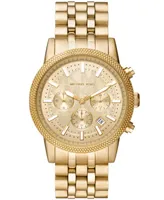 Michael Kors Men's Hutton Chronograph Gold-Tone Stainless Steel Bracelet Watch 43mm - Gold
