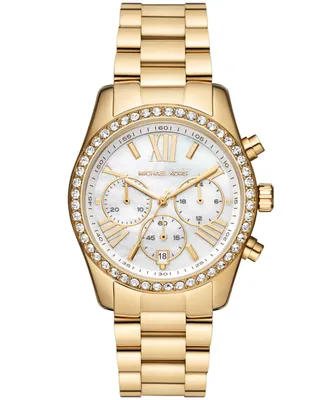 Michael Kors Women's Lexington Lux Chronograph Gold-Tone Stainless Steel Bracelet Watch 38mm