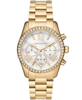 Michael Kors Women's Lexington Lux Chronograph Gold-Tone Stainless Steel Bracelet Watch 38mm