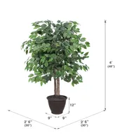 Vickerman 4' Artificial Ficus Bush, Brown Plastic Container