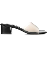 Journee Collection Women's Jaydin Vinyl Block Heel Sandals