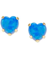 Blue Opal Heart Stud Earrings (2 ct. t.w.) in 14k Gold