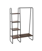 Honey Can Do Freestanding Metal Clothing Rack with Wood Shelves