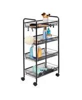 Metal Rolling 4 Tier Cart with Trays