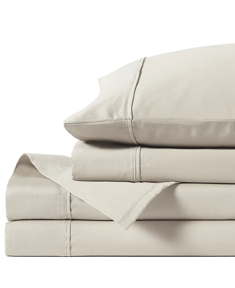 Anne Klein Reverie Cotton Under 200-Thread Count 4 Piece Queen Solid Sheet Set