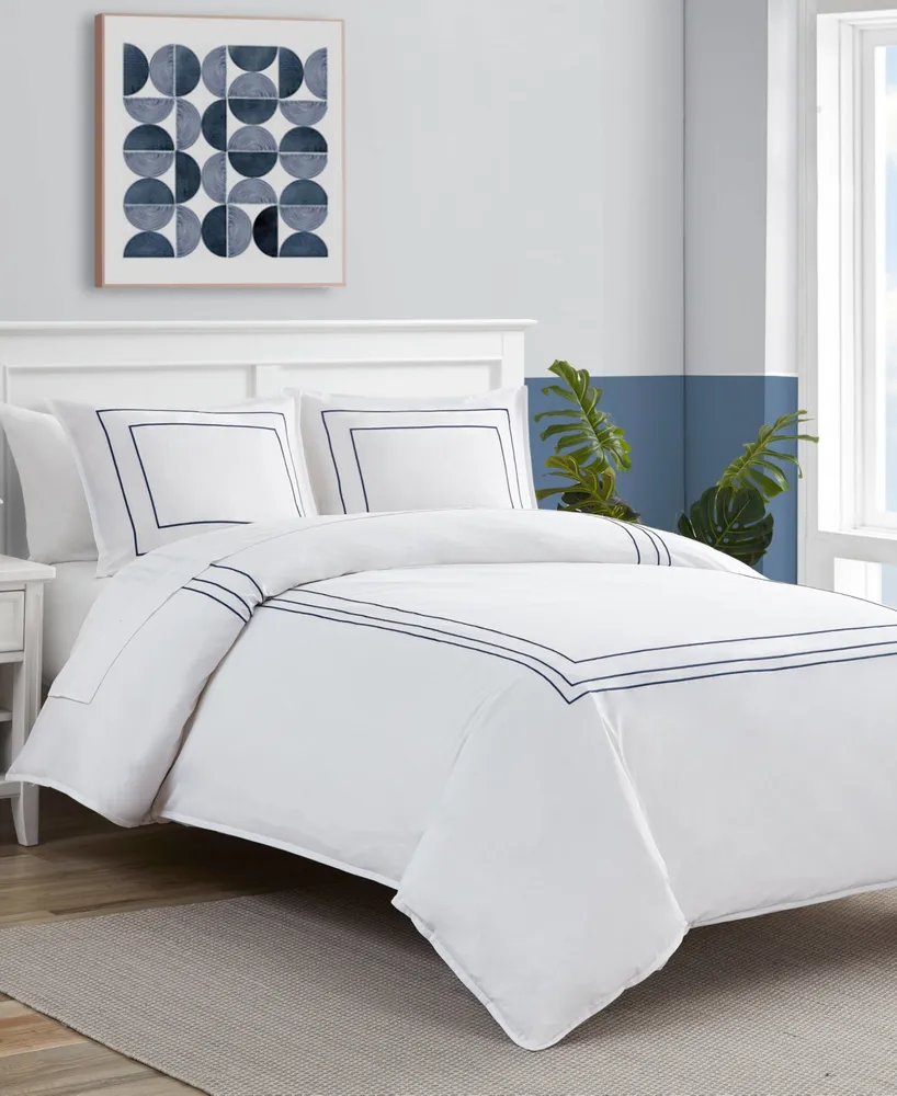 Nautica Alden White Embroidered -Piece Duvet Cover Set