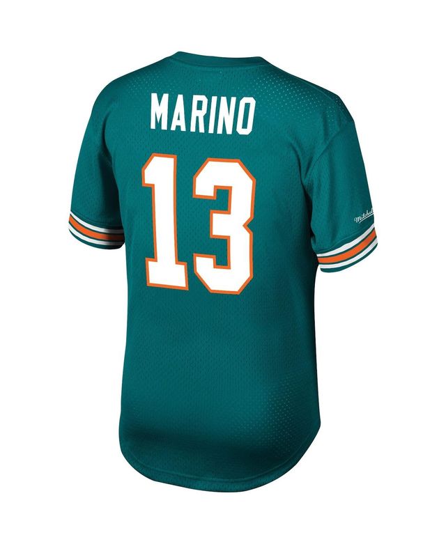 Men's Mitchell & Ness Dan Marino Aqua/Orange Miami Dolphins Big & Tall Split Legacy Retired Player Replica Jersey