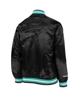 Big Boys Mitchell & Ness Black Vancouver Grizzlies Hardwood Classics Satin Raglan Full-Snap Jacket