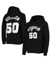 Big Boys and Girls Mitchell & Ness David Robinson Black San Antonio Spurs Hardwood Classics Name Number Pullover Hoodie