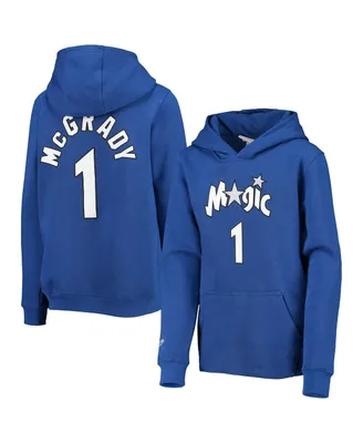 Big Boys and Girls Mitchell & Ness Tracy Mcgrady Blue Orlando Magic Hardwood Classics Name and Number Pullover Hoodie