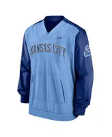 Men's Nike Light Blue and Royal Kansas City Royals Cooperstown Collection V-Neck Pullover Jacket