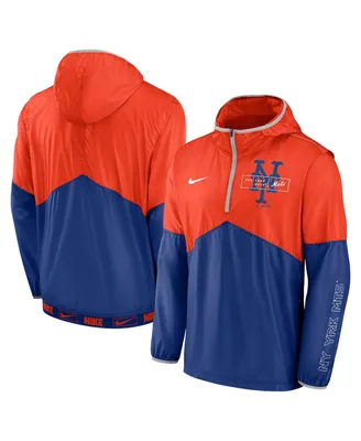 Men's Nike Orange and Royal New York Mets Overview Half-Zip Hoodie Jacket