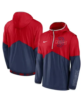 Men's Nike Red and Navy Boston Sox Overview Half-Zip Hoodie Jacket