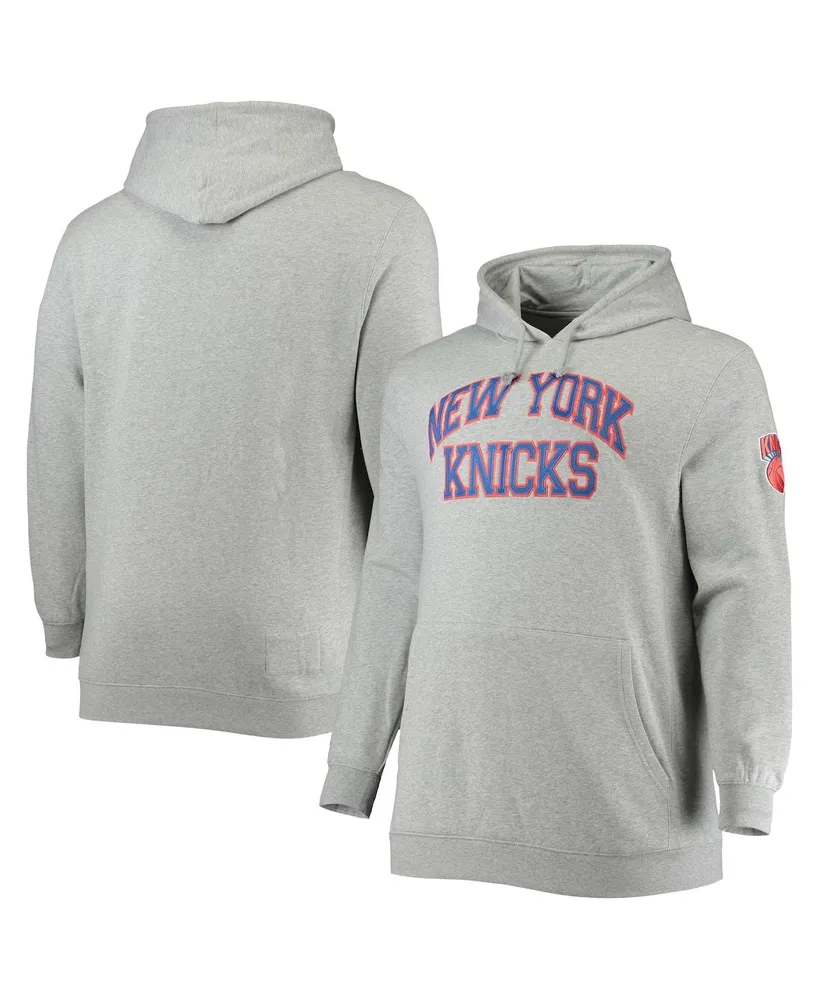 Men's Mitchell & Ness Heather Gray New York Knicks Hardwood Classics Big and Tall Throwback Pullover Hoodie