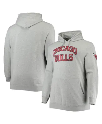 Men's Mitchell & Ness Heather Gray Chicago Bulls Hardwood Classics Big and Tall Throwback Pullover Hoodie