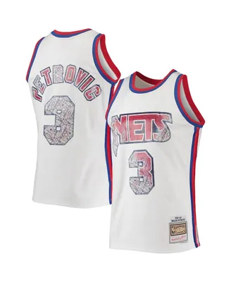 Men's Mitchell & Ness Drazen Petrovic White New Jersey Nets 1996-97 Hardwood Classics Nba 75th Anniversary Diamond Swingman