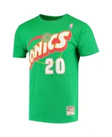 Men's Mitchell & Ness Gary Payton Green Seattle SuperSonics Hardwood Classics Stitch Name and Number T-shirt