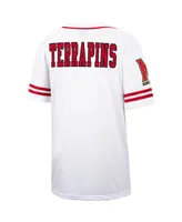 Men's Colosseum White and Red Maryland Terrapins Free Spirited Baseball Jersey