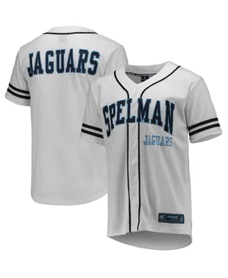 Men's Colosseum White and Navy Spelman College Jaguars Free Spirited Baseball Jersey