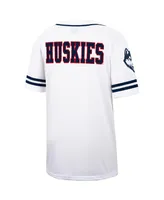 Men's Colosseum White and Navy UConn Huskies Free Spirited Baseball Jersey