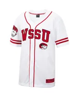 Men's Colosseum White and Red Winston-Salem State Rams Free Spirited Baseball Jersey