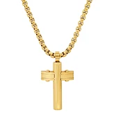 Steeltime Men's 18k Gold Plated Stainless Steel Cross Pendant