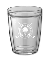 Pastimes 14 Oz Double Old Fashioned Short Drinking Golf Glass, Set of 4