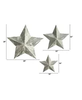 Farmhouse Stars Wall Decoration, Set of 3 - Silver