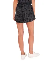 CeCe Women's Floral-Print Elastic Waist Pull-On Soft Shorts