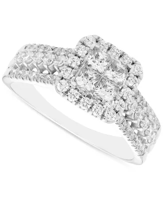 Diamond Quad Cluster Halo Engagement Ring (1 ct. t.w.) in 14k White Gold
