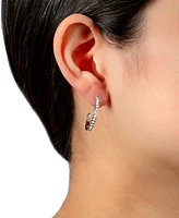 Giani Bernini Crystal Small Hoop Earrings in Sterling Silver, 1", Created for Macy's