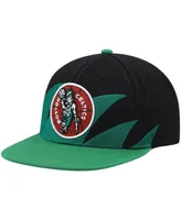 Men's Mitchell & Ness Black and Kelly Green Boston Celtics Hardwood Classics Sharktooth Snapback Hat