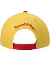 Men's Mitchell & Ness Gold and Red Houston Rockets Hardwood Classics Sharktooth Snapback Hat