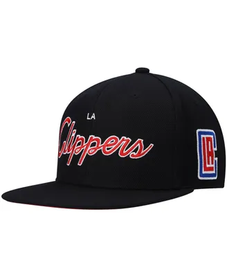 Men's Mitchell & Ness Black La Clippers Hardwood Classics Script 2.0 Snapback Hat